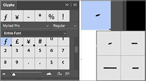 Glyphs panel