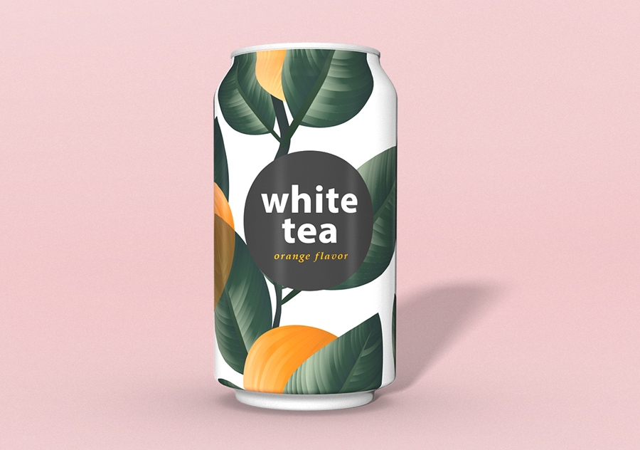 3D soda can with product packing design appears on a pink background 3D soda can with product packing design appears on a pink background