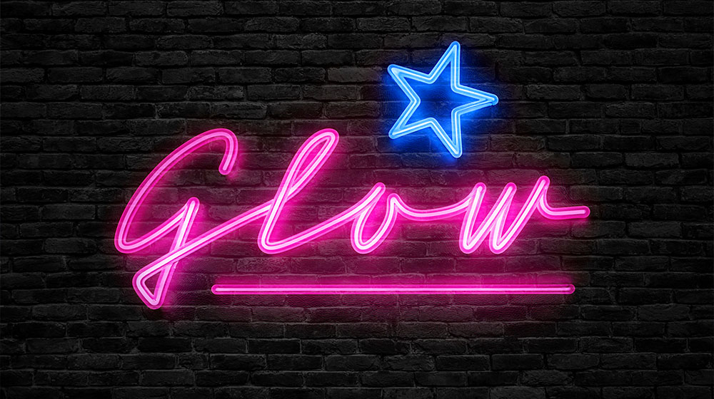Mithilfe von KI einen leuchtenden Neonschriftzug entwerfen.