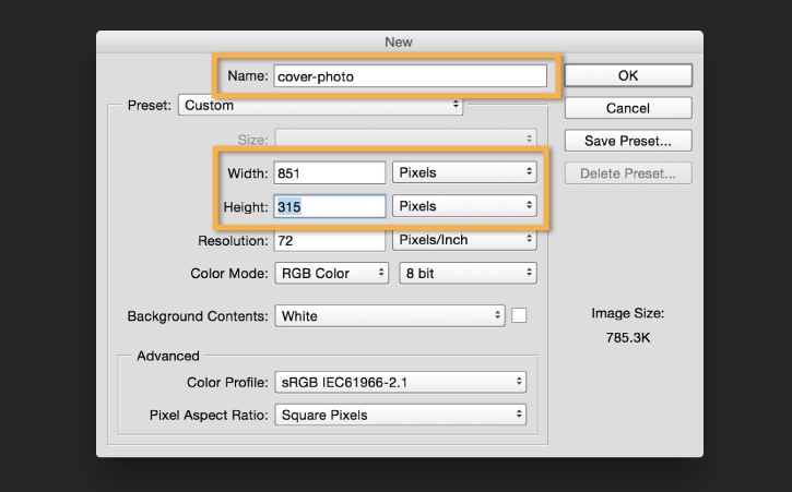 facebook post size for photoshop