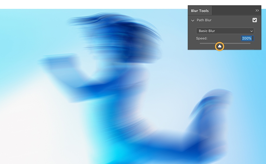 Adjust the speed slider for the Path Blur Adjust the speed slider for the Path Blur