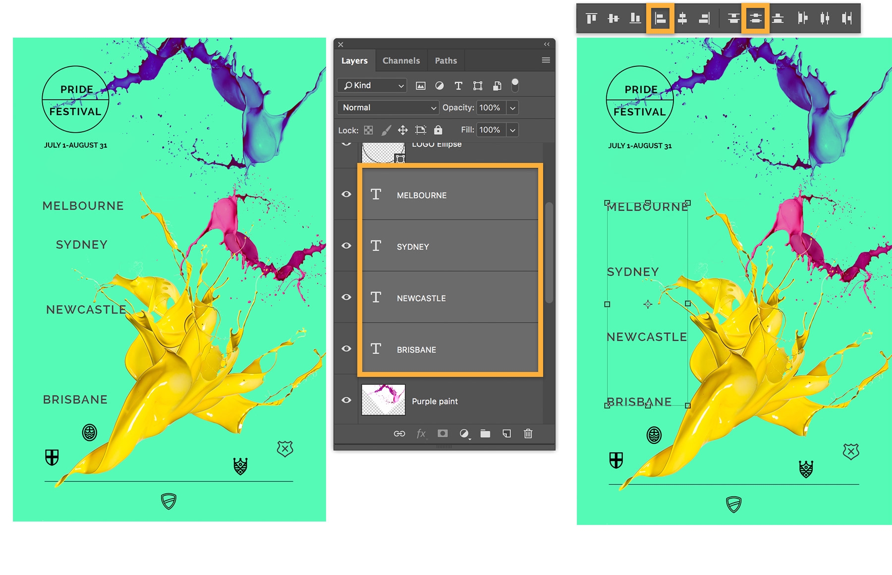 Align objects in a design
