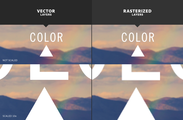 photoshop shape vs raster layer