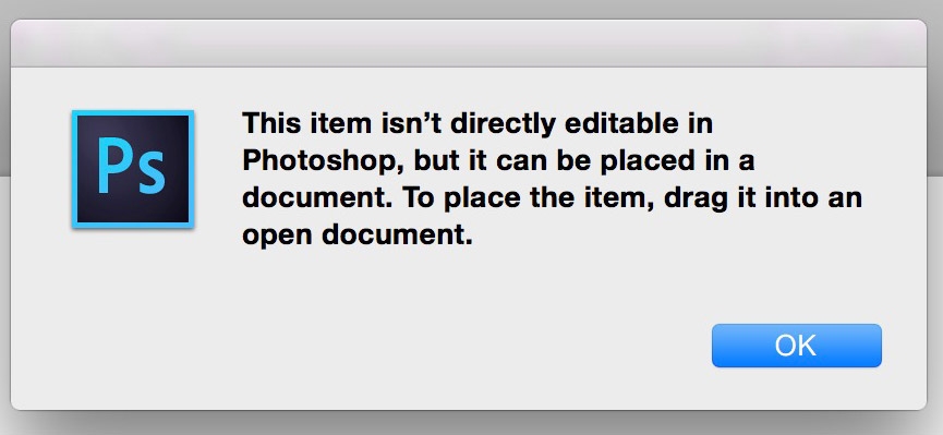 Photoshop error message