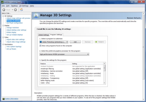 3d acceleration with nvidia control panel windows 10