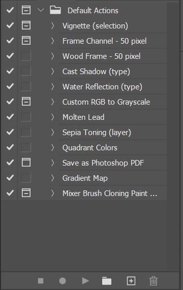 Actions and the Actions panel in Photoshop