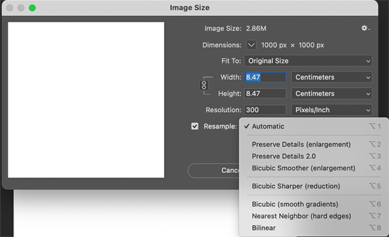 Photoshop image size and resolution