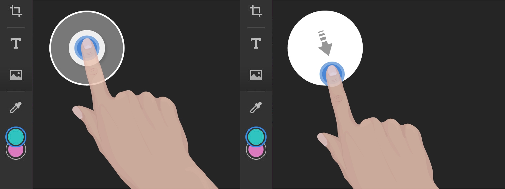 Dotykové zkratky pro nástroj Štětec