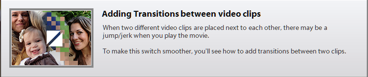 Adding Transitions Between Video Clips Guided Edit
