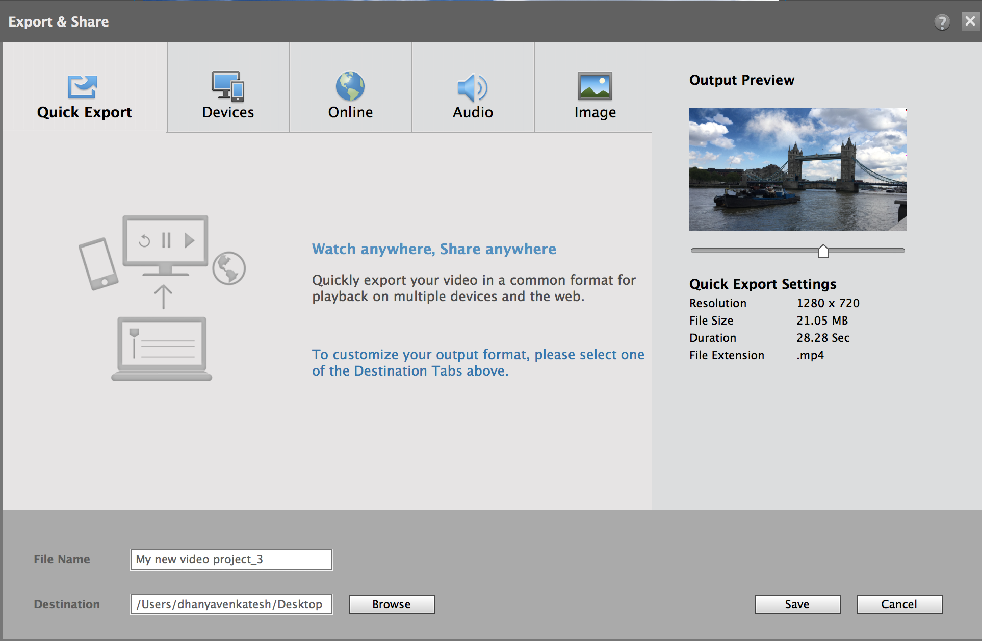 Export and share