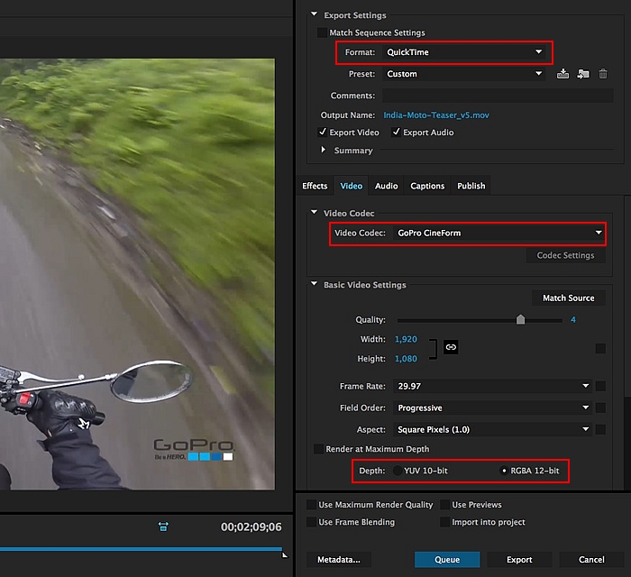 Exporting your projects using the GoPro CineForm codec Exporting your projects using the GoPro CineForm codec