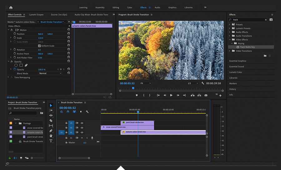 adobe premiere transition black and white to color