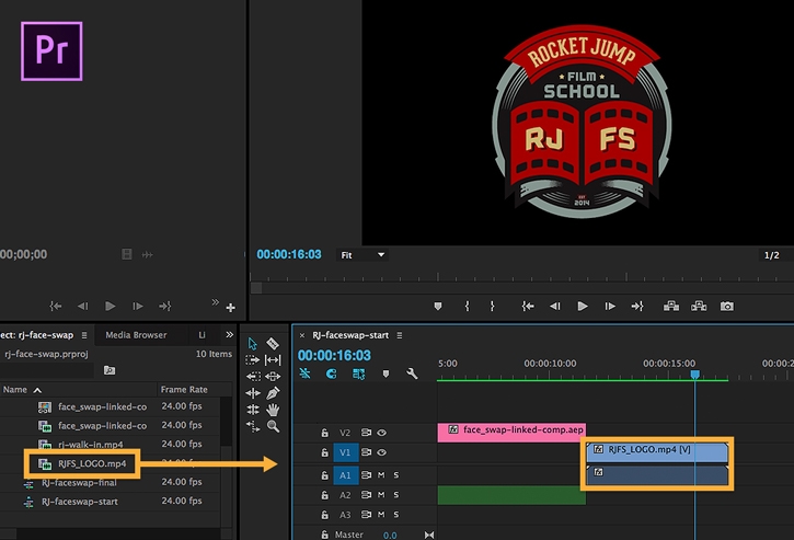 RocketJump Film School animated logo is added to the project. RocketJump Film School animated logo is added to the project.