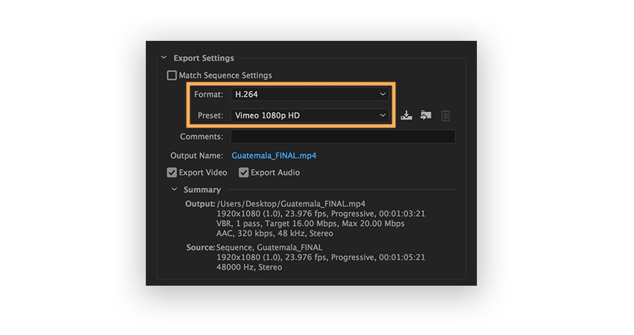 Select the appropriate format and preset, or manually change settings to the proper format. Select the appropriate format and preset, or manually change settings to the proper format.