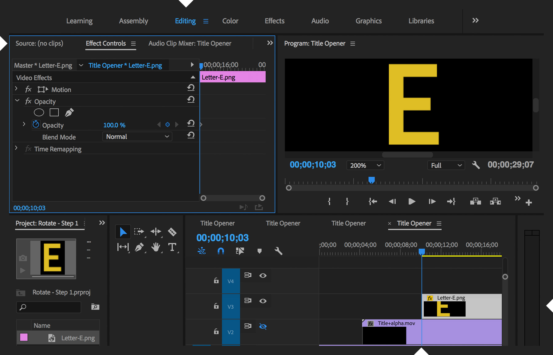 How to move an image in adobe premiere processing