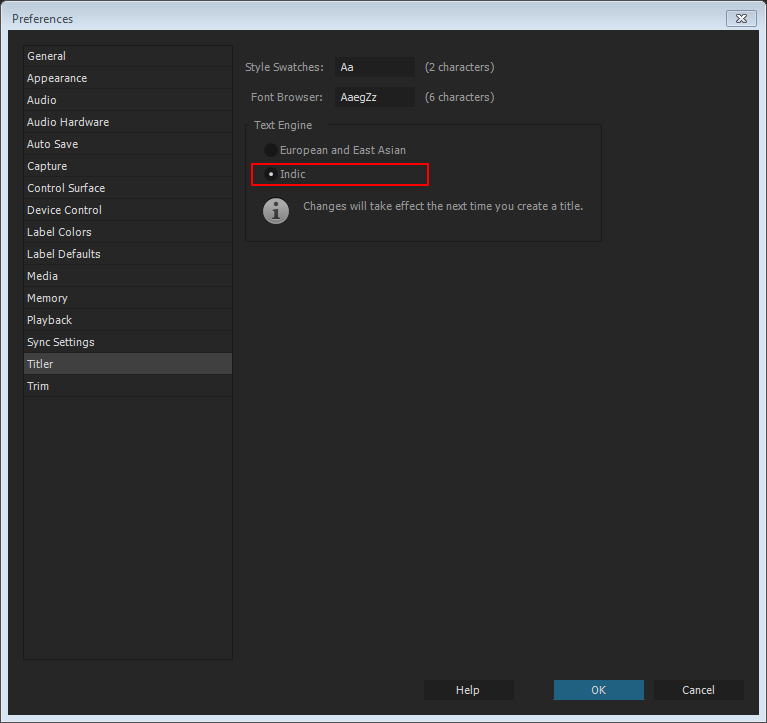 Enable the Indic radio button