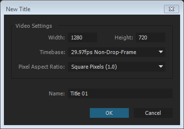 To create a title, choose File, New, Title