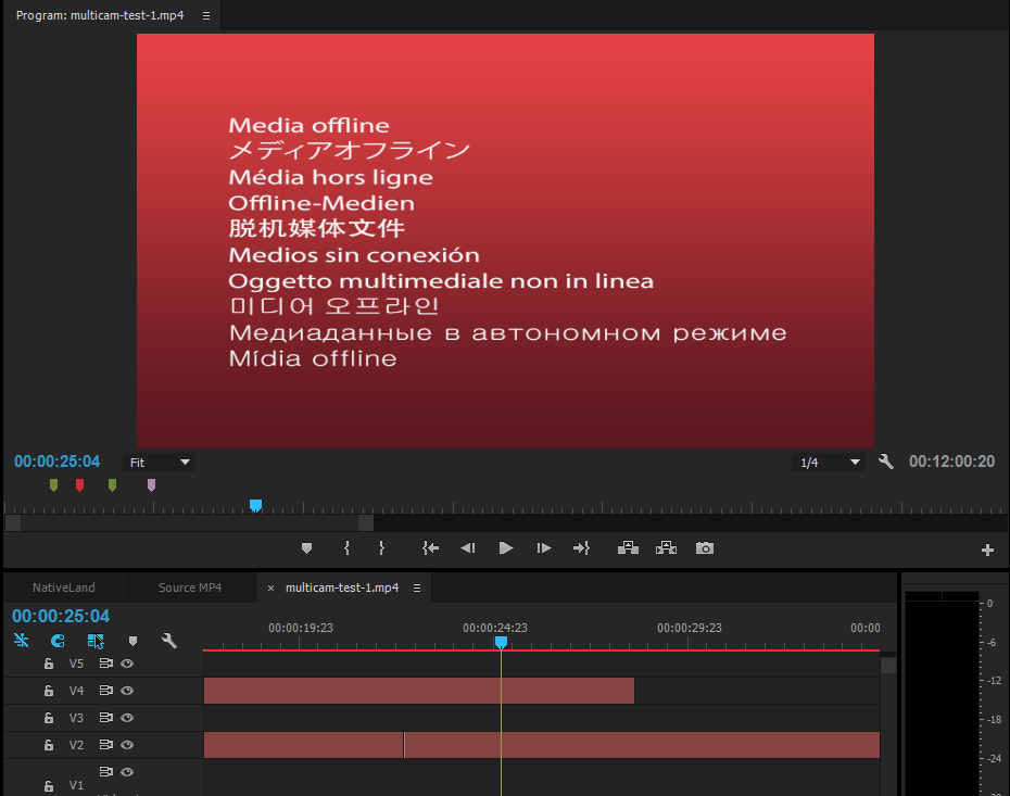 Relinking offline media in Premiere Pro