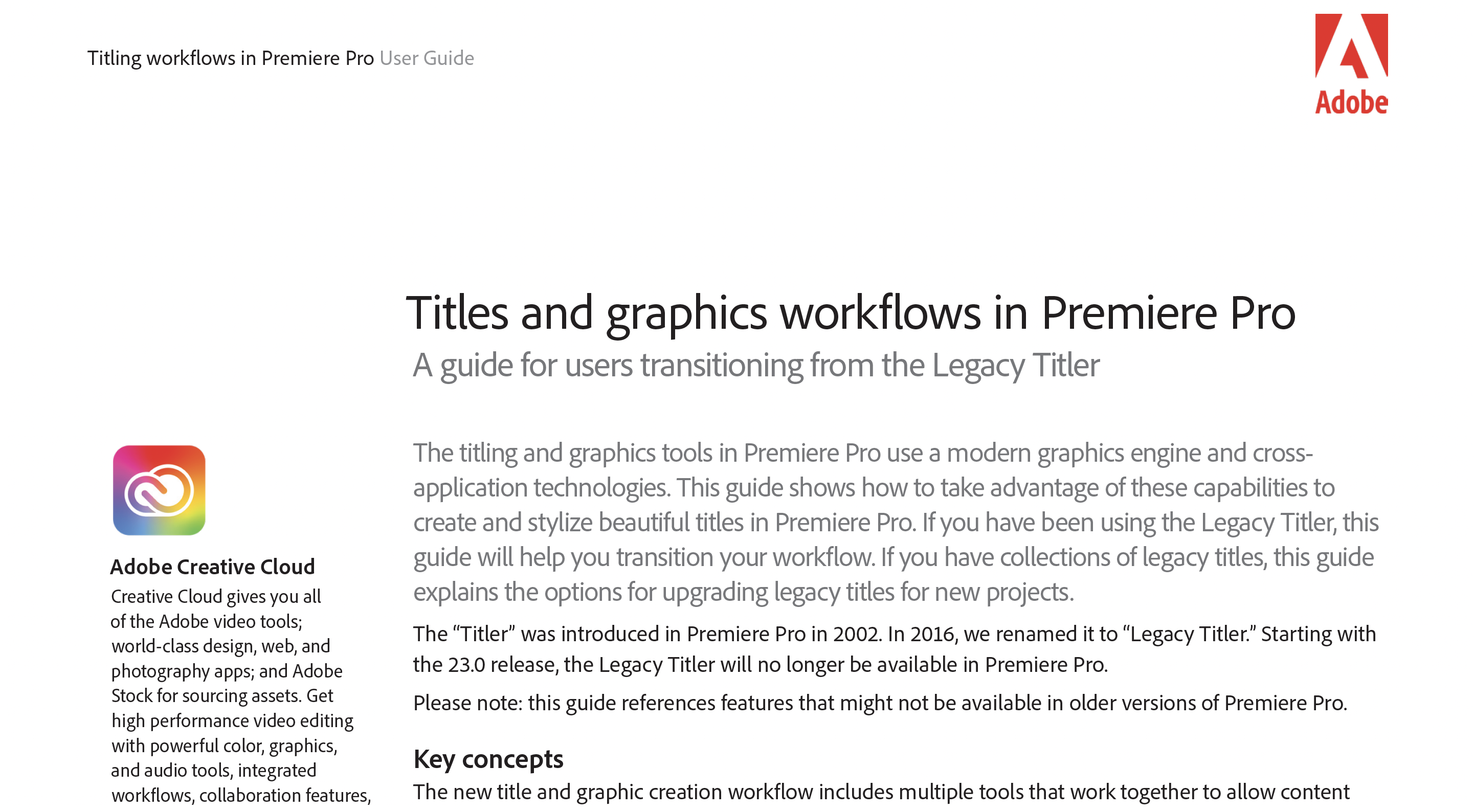 Retirement of the Legacy Titler in Premiere Pro FAQ