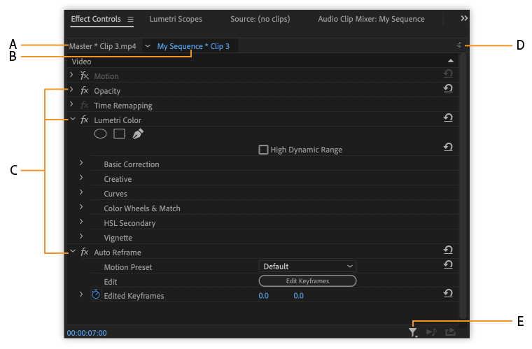 adobe premiere pro effect controls panel