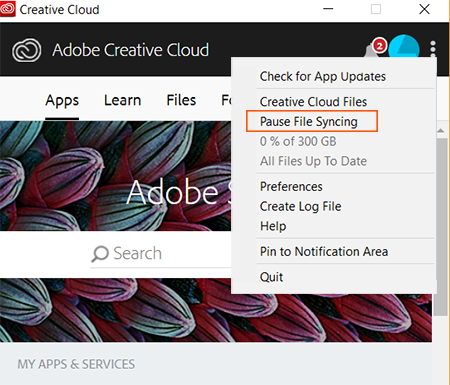 Pozastavit synchronizaci souborů