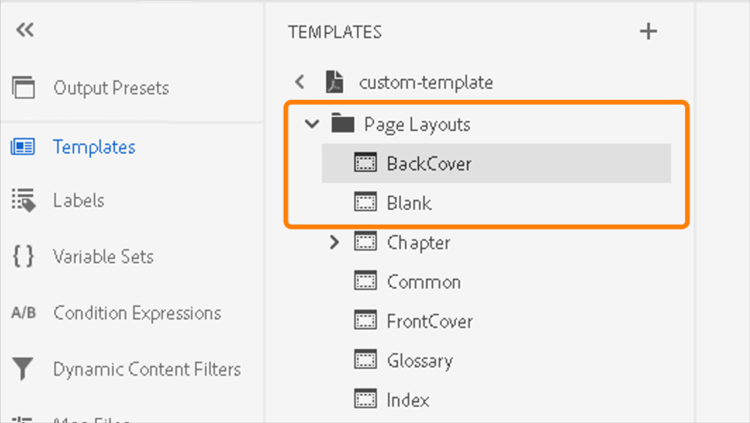 Components of a PDF template in Adobe RoboHelp