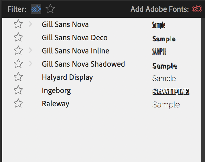 Filtering to display only fonts from Adobe Fonts Filtering to display only fonts from Adobe Fonts