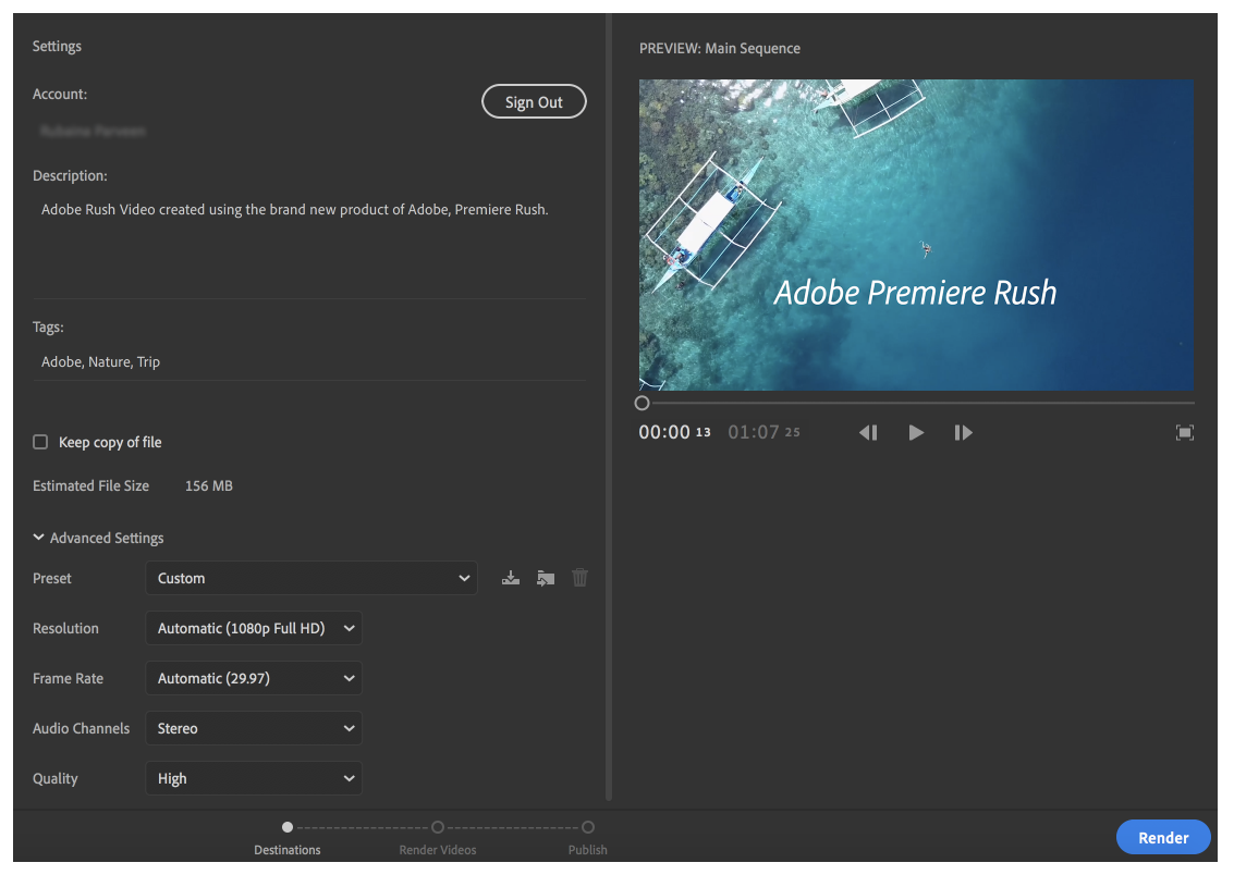 Adobe Premiere Rush How To Save Project