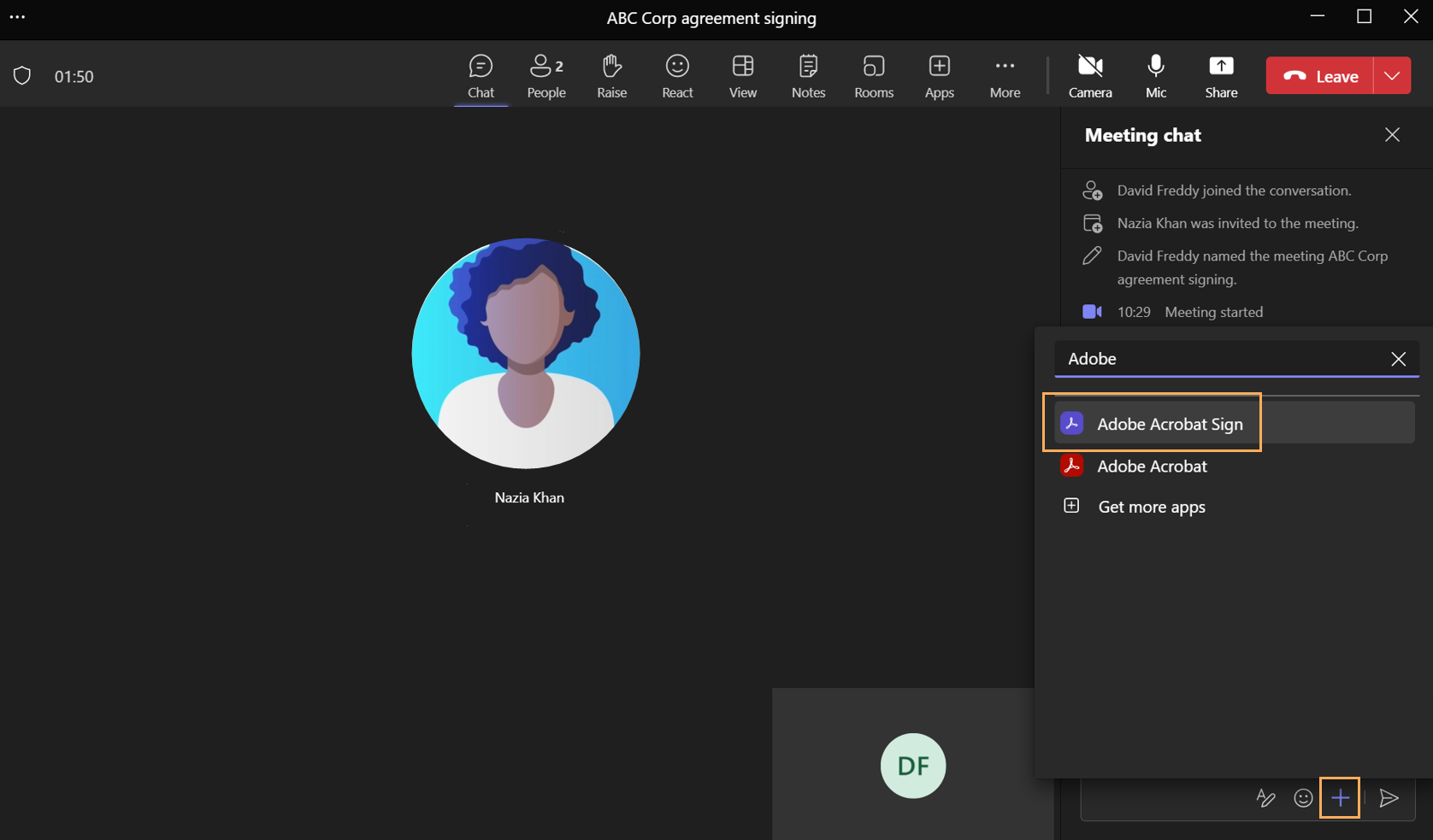 Adobe Acrobat Sign for Microsoft Teams Live Sign user guide