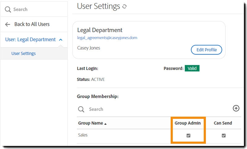 Configure the Group Administrator Permissions