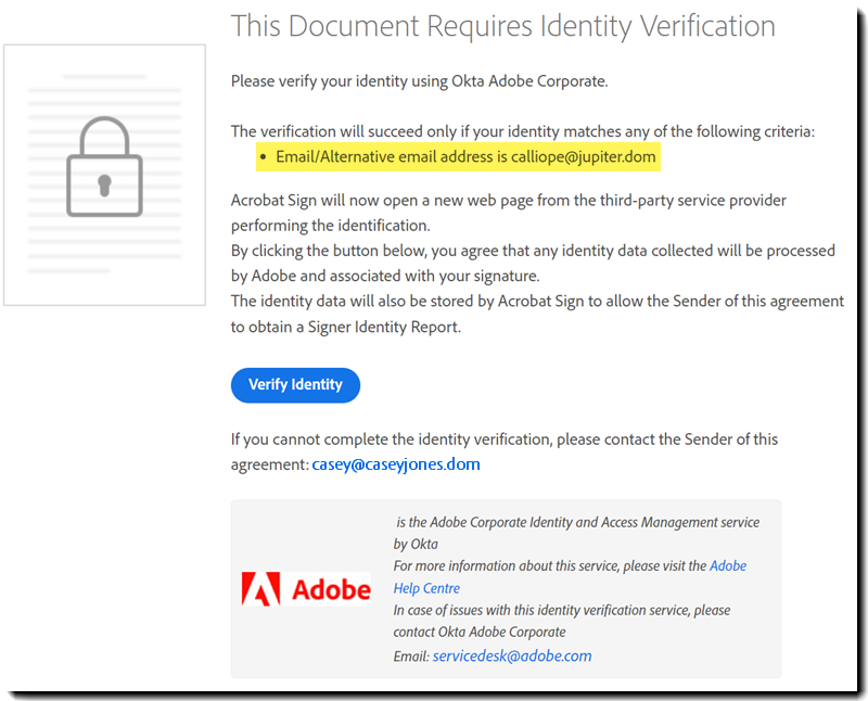 The challenge page for Digital Identity authentication when Identity Checking is required and alternate emails are allowed