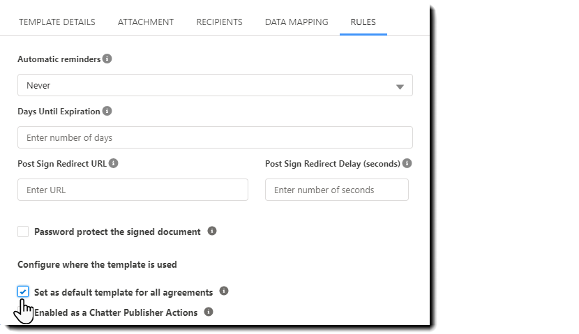Set as the default template