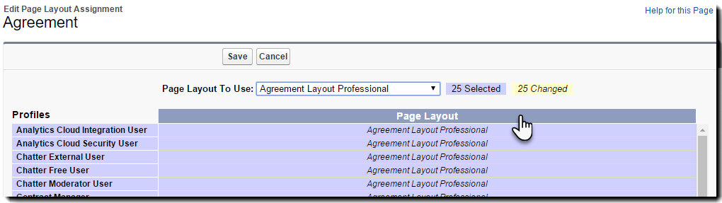 Select all by clicking the Page Layout header