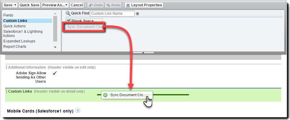 Move Sync Document Cloud User to the page layout