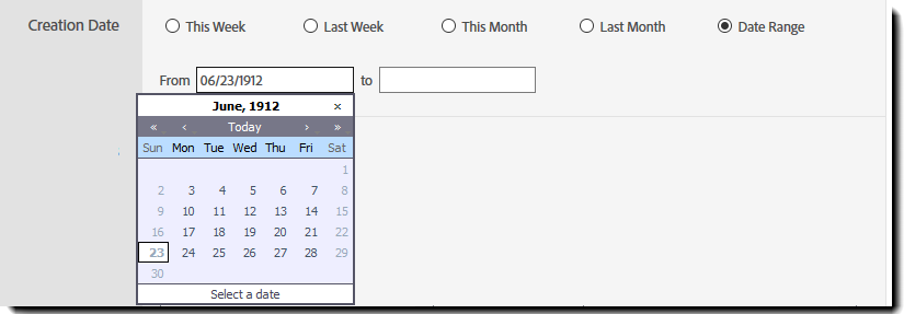 Reports - Creation date Report parameter - Creation Date
