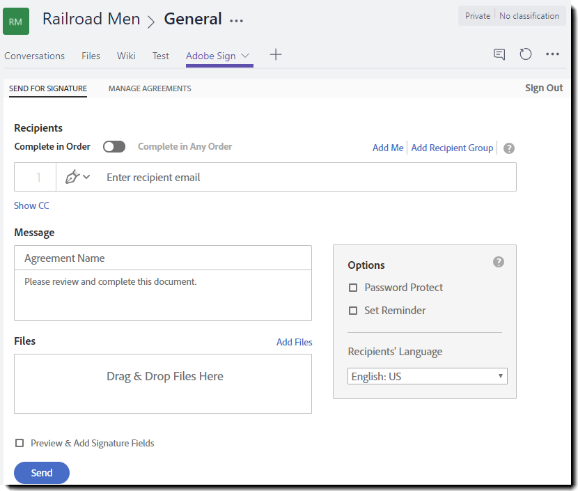 Adobe Sign For Microsoft Teams