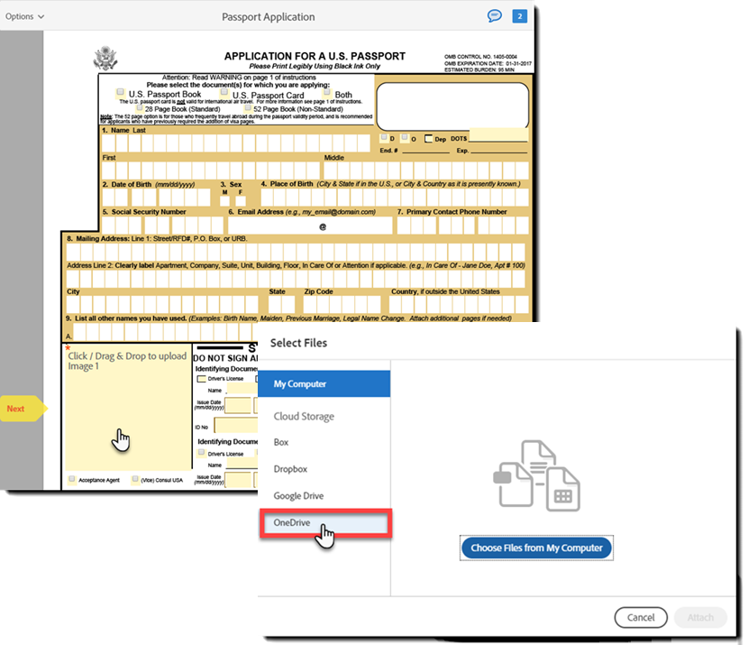Adobe Acrobat Sign - OneDrive file upload