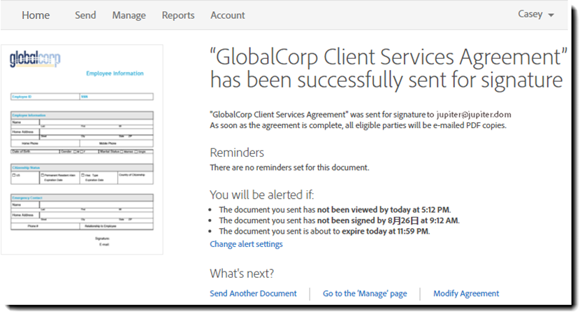 confirm_email Image of the error message when the sender has modified the agreement
