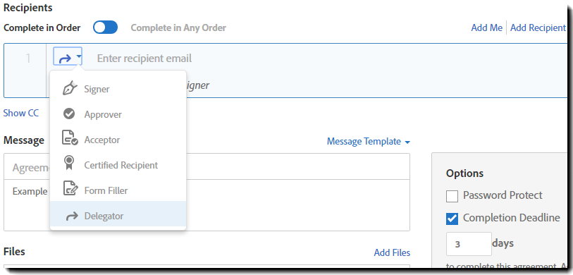 Allow various recipient roles