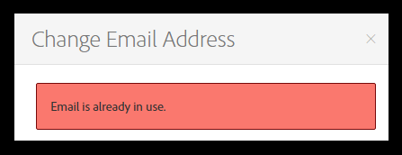 Error Message Email Address Is Already In Use