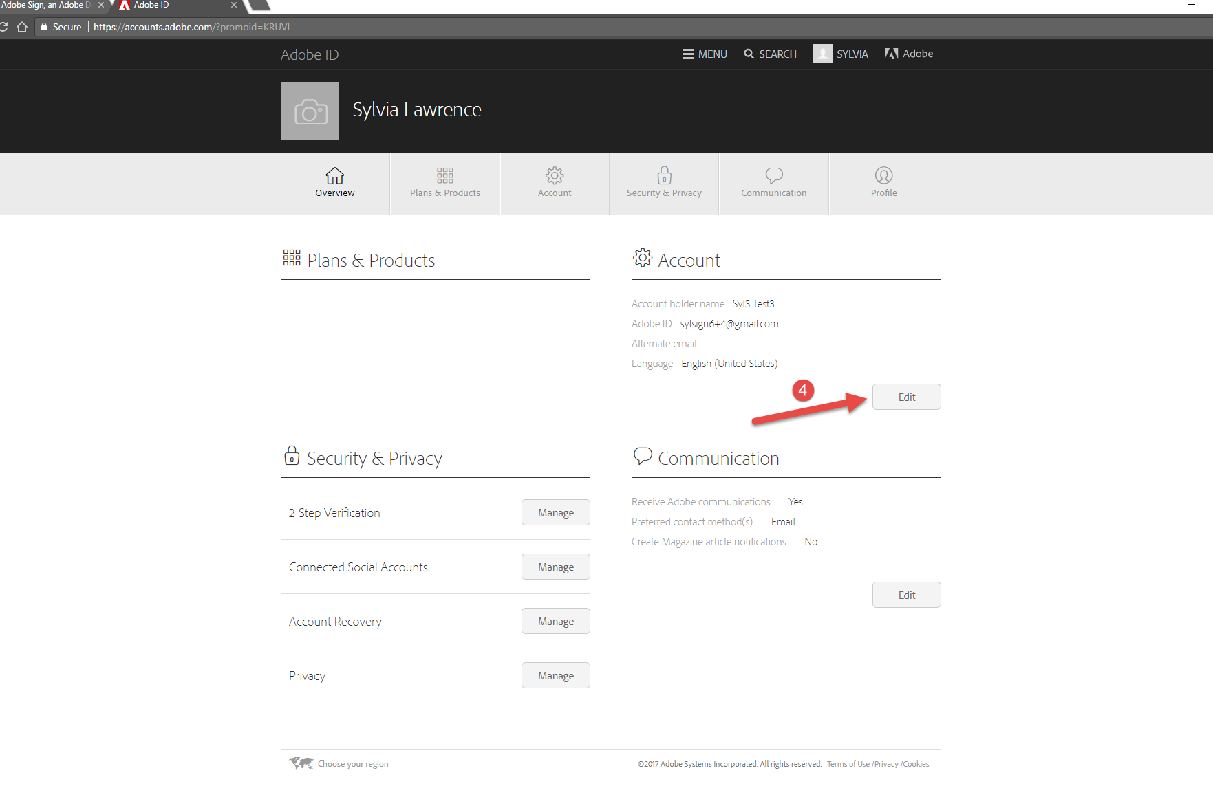 Change name for an Adobe Sign Profile when using an Adobe ID to log in