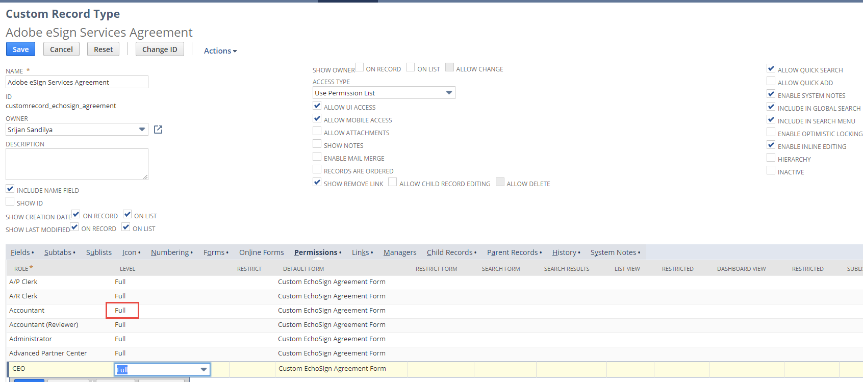 Checking permissions for a Record on NetSuite