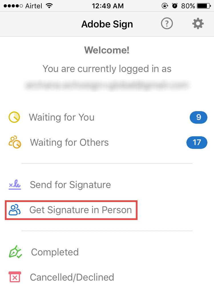 InPerson Signing in iOS Mobile App Adobe Sign