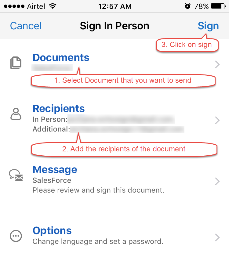 InPerson Signing in iOS Mobile App Adobe Sign