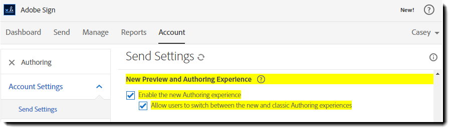 Authoring option