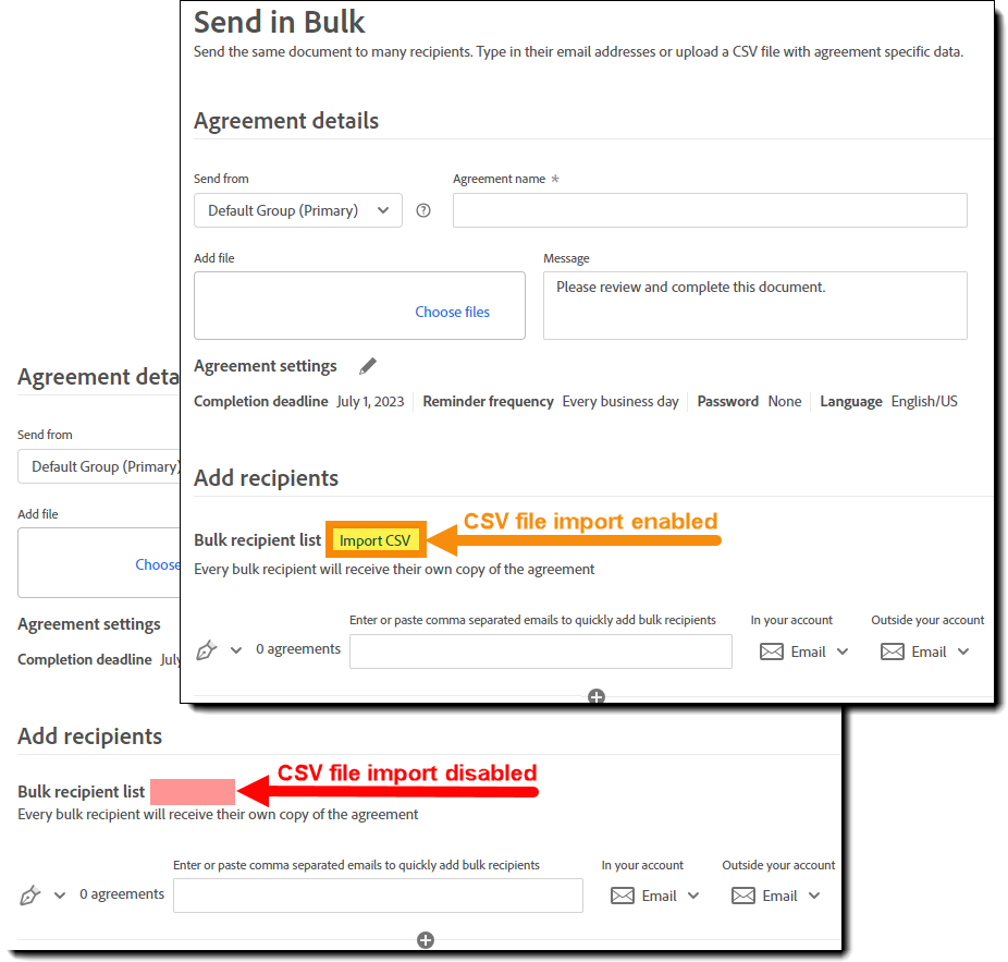 Configure access to Send in Bulk