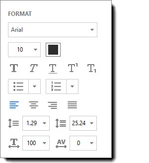 Formatting panel