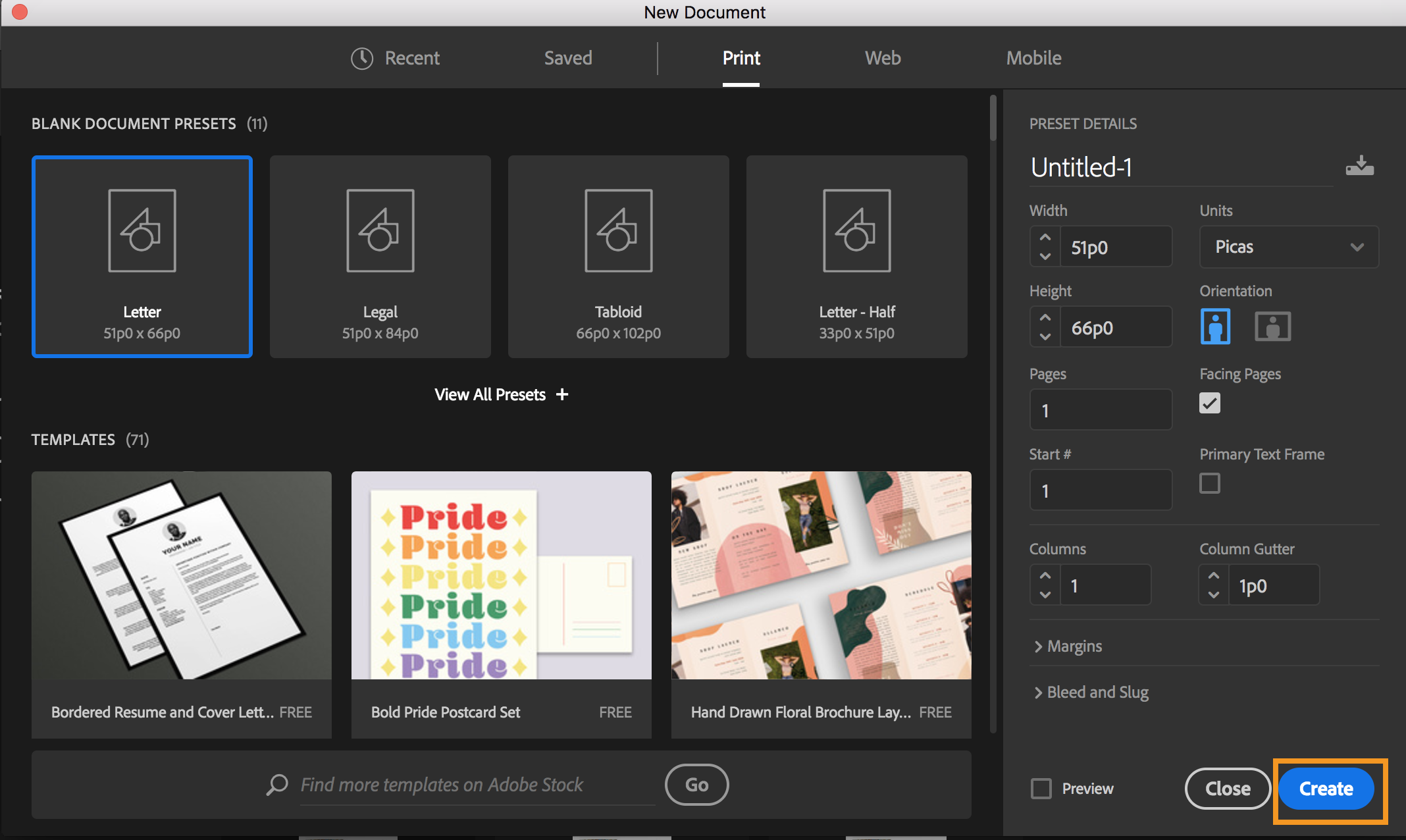 CCT Pro- new document "Create" option CCT Pro- new document "Create" option