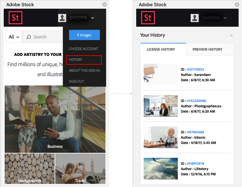 Adobe-Stock-PPT-Add-in_history_license-history