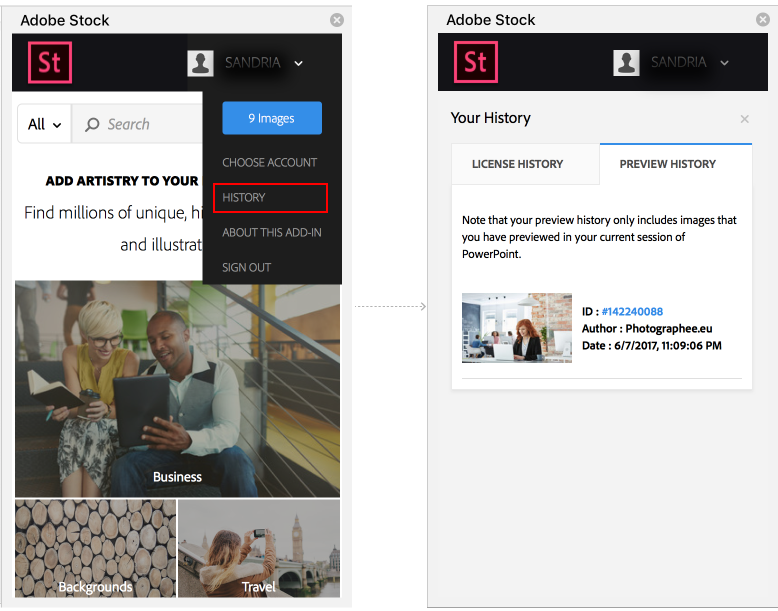 Adobe-Stock-PPT-Add-in_preview-history